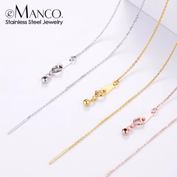 eManco מתכוונן שרשרת תליון ארוכה מפלדת אל-חלד שרשראות צ'וקר לנשים תכשיטי אופנה YX26925