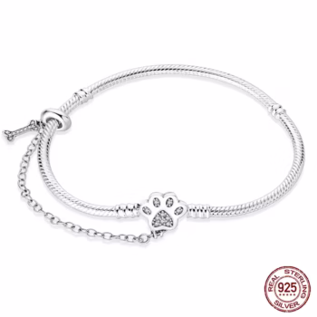 צמיד כסף 925 מקורי 17-20CM כוכב ירח שמש ארבעה עלה תלתן ירוק זירקון צמידים מתאימים לתכשיטי DIY מתנות ליומולדת