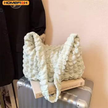 תיק צד של HOMEFISH עם עיצוב קפלים, תיק כתף משובץ רקום, תיקי בית השחי, תיקי טוט מרופדים פשוטים בעלי קיבולת גדולה