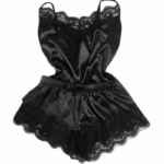 סט פיג'מה משי עם תחרה לנשים, בגדי שינה, V-Neck מתיחה, תחתוניות סקסיות עם רצועות, חולצת וסט קצרה, בגדי לילה