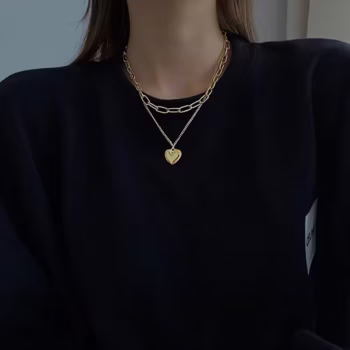 שרשרת תליון לב אהבה וינטאג' לנשים, מגמה אסתטית, צבע זהב, שרשרת מתכת, צמיד צוואר, תכשיטי מסיבה, מתנות ליומולדת