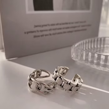 טבעת אצבע כסף סטרלינג 925 חדשה בסגנון יצירתי עם שרשרת חלולה צלב גיאומטרי תכשיטים למסיבות מתנות