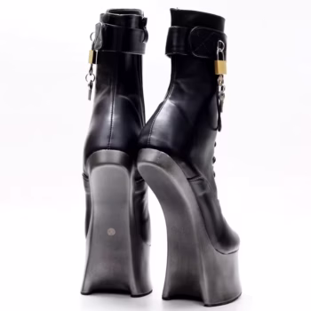 JIALUOWEI 7 אינץ 'עקב גבוה חדש פאנסי Ponyplay bootfetish מגף קרסול במלאי משלוח מהיר גודל 36-46