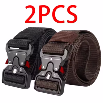 2 חגורות טקטיות גברים רב-תכליתיות - עמידות, עיצוב מתכוונן - למעריצי ספורט בחוץ, זוג עם ג'ינסים, לגברים ונשים ﻿