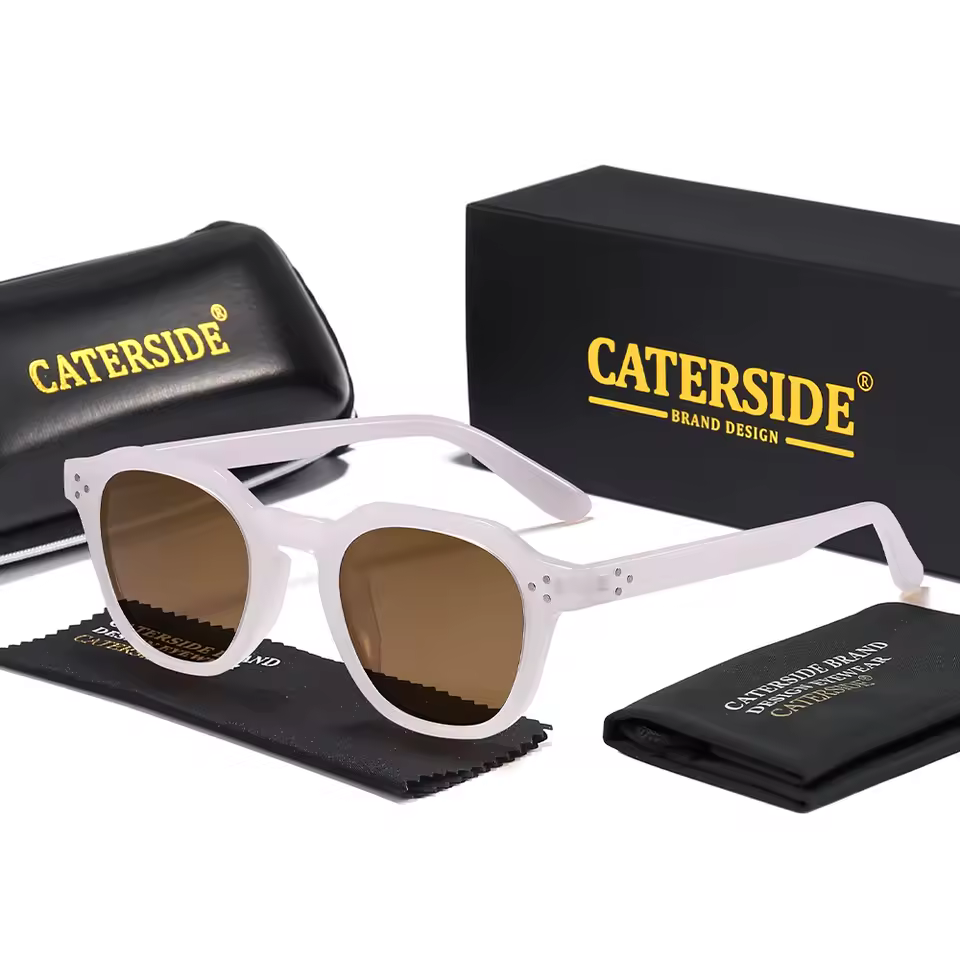 caterside משקפי שמש מקוטבים רטרו לגברים מסגרת אולטרה קלה tr90 פוליגון משקפי שמש לנשים משקפי שמש חיצוניות משקפי נסיעות באיכות גבוהה - LG33CA Pink