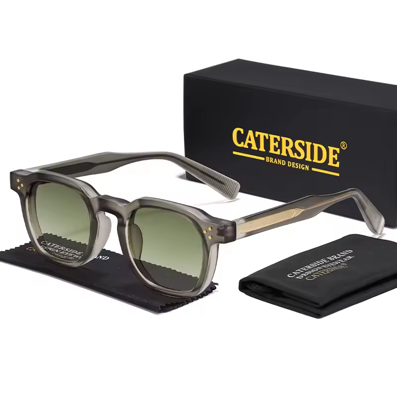 caterside משקפי שמש רטרו פאנק לגברים מסגרת קטנה מרובעת בעיצוב אישי משקפי שמש נשים מסיבת נסיעות מתנה לפסטיבל עסקים - CE24 Dark Green