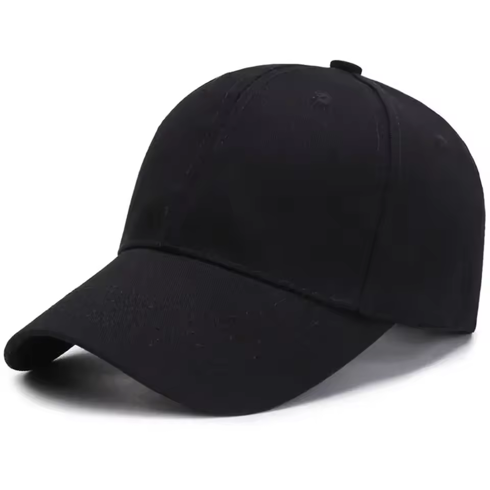 כובע בייסבול כותנה יוניסקס - כובע ספורט שחור מתכוונן לפעילויות קז'ואל וקיץ בחוץ - Black