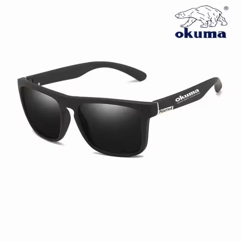 משקפי שמש מפולריזציה okuma uv400 לגברים ונשים לצורך ציד בחוץ, דייג, נהיגה באופניים, תיבת אופציות למשקפי שמש - Black