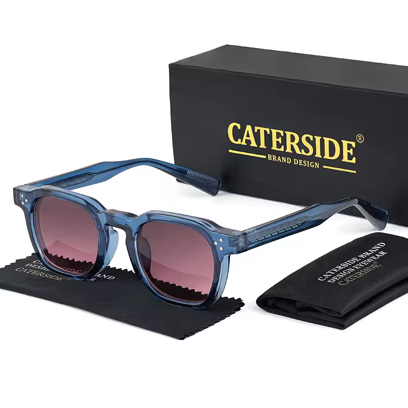 caterside אופנה משקפי שמש לגברים מסגרת קטנה מרובעת עיצוב אישי משקפי שמש נשים מסיבת נסיעות מתנה לפסטיבל עסקים - C09CA Blue Red