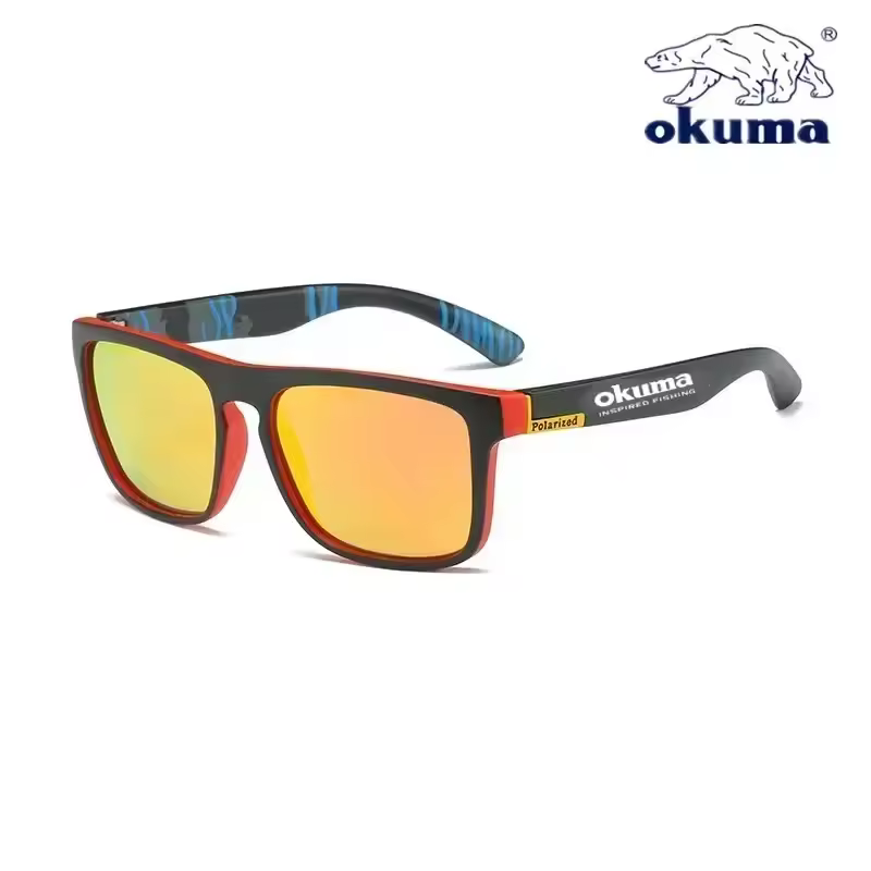 משקפי שמש מפולריזציה okuma uv400 לגברים ונשים לצורך ציד בחוץ, דייג, נהיגה באופניים, תיבת אופציות למשקפי שמש - אדום