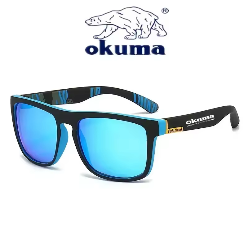 משקפי שמש מפולריזציה okuma uv400 לגברים ונשים לצורך ציד בחוץ, דייג, נהיגה באופניים, תיבת אופציות למשקפי שמש - כחול