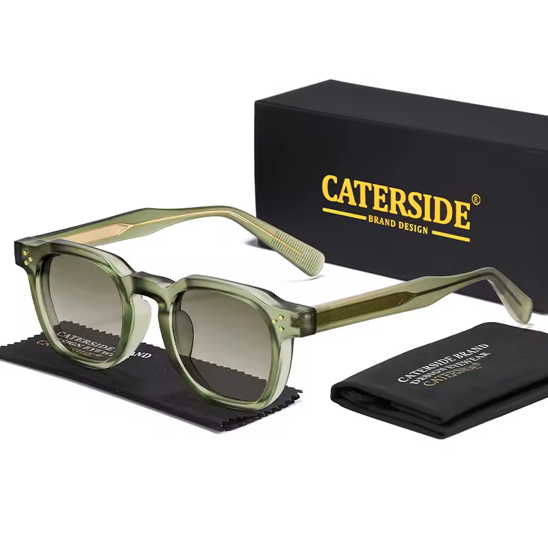 caterside משקפי שמש רטרו פאנק לגברים מסגרת קטנה מרובעת בעיצוב אישי משקפי שמש נשים מסיבת נסיעות מתנה לפסטיבל עסקים - CE23 Green